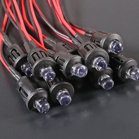 40pcs/Set DC 12V 5mm LED Diodes Kit Diode Lamp Prewired Emitting Diodes with Holder for DIY Home Decoration (Red) in Saudi Arabia