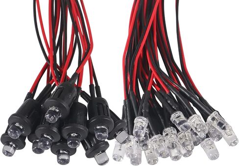 40pcs/Set DC 12V 5mm LED Diodes Kit Diode Lamp Prewired Emitting Diodes with Holder for DIY Home Decoration (Red) in Saudi Arabia