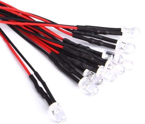 10 قطعة 12 فولت صمامات باعثة للضوء سلكية مسبقًا 5 مللي متر أزرق ثلجي مستدير الرأس حبيبات مصباح مستديرة متفاوتة الأحجام لتقوم بها بنفسك مكون إلكتروني LED أضواء ثنائية مع سلك 20 سنتيمتر (10 قطعة/الحزمة) in Kuwait