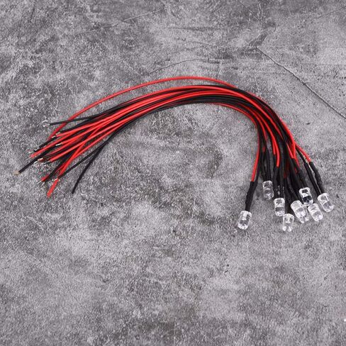 10 قطعة 12 فولت صمامات باعثة للضوء سلكية مسبقًا 5 مللي متر أزرق ثلجي مستدير الرأس حبيبات مصباح مستديرة متفاوتة الأحجام لتقوم بها بنفسك مكون إلكتروني LED أضواء ثنائية مع سلك 20 سنتيمتر (10 قطعة/الحزمة) in Kuwait