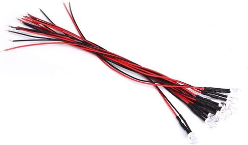 10 قطعة 12 فولت صمامات باعثة للضوء سلكية مسبقًا 5 مللي متر أزرق ثلجي مستدير الرأس حبيبات مصباح مستديرة متفاوتة الأحجام لتقوم بها بنفسك مكون إلكتروني LED أضواء ثنائية مع سلك 20 سنتيمتر (10 قطعة/الحزمة) in Kuwait