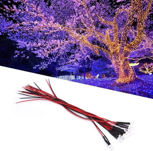 10 قطعة 12 فولت صمامات باعثة للضوء سلكية مسبقًا 5 مللي متر أزرق ثلجي مستدير الرأس حبيبات مصباح مستديرة متفاوتة الأحجام لتقوم بها بنفسك مكون إلكتروني LED أضواء ثنائية مع سلك 20 سنتيمتر (10 قطعة/الحزمة) in Kuwait