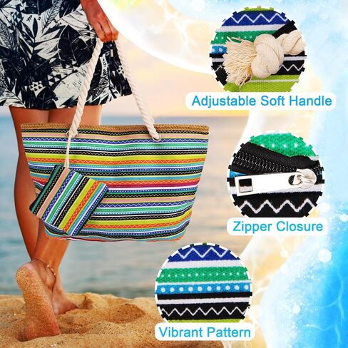Large Beach Bag for Women, Travel Utility Bag with Pocket Zipper Tote, Waterproof Sandproof Tote Bag in Saudi Arabia