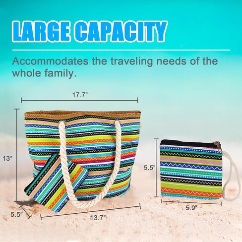 Large Beach Bag for Women, Travel Utility Bag with Pocket Zipper Tote, Waterproof Sandproof Tote Bag in Saudi Arabia
