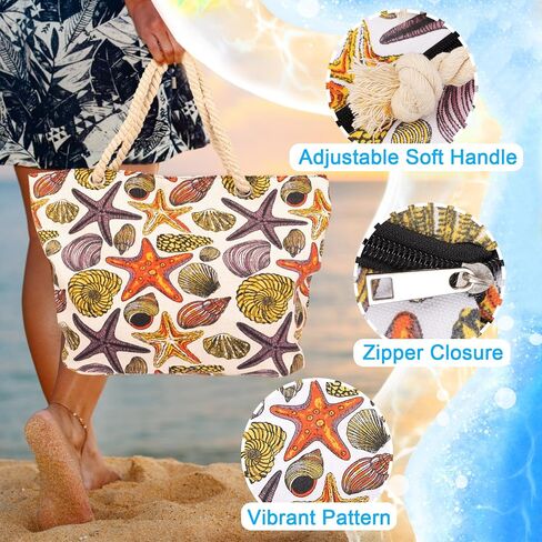 Large Beach Bag for Women, Travel Utility Bag with Pocket Zipper Tote, Waterproof Sandproof Tote Bag in Saudi Arabia