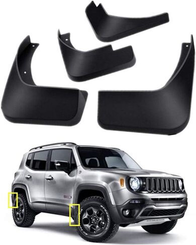 مجموعة اللوحات الطينية لسيارة 2024 Jeep Renegade 2015-2023 واقي الطين الأمامي والخلفي 4 قطع من TOPGRIL in Kuwait