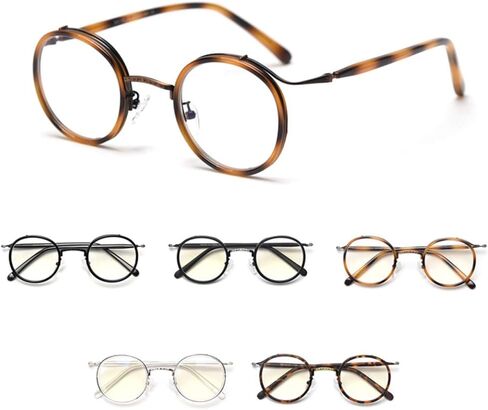 kachawoo Retro Style Vintage Round Glasses Frame Acetate Clear Lens Optical Eyewear in Saudi Arabia
