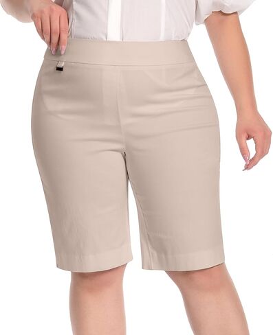 Jenna Rose Women's Regular/Petite/Plus Work Causal Millennium Pull on Bermuda Capris Skimmer in Saudi Arabia