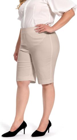 Jenna Rose Women's Regular/Petite/Plus Work Causal Millennium Pull on Bermuda Capris Skimmer in Saudi Arabia