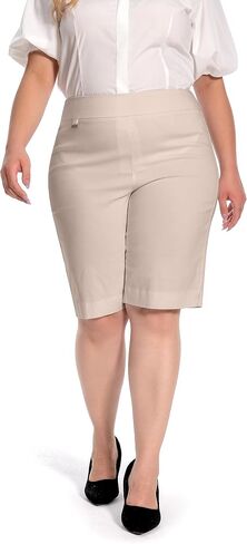 Jenna Rose Women's Regular/Petite/Plus Work Causal Millennium Pull on Bermuda Capris Skimmer in Saudi Arabia