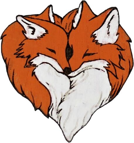 Fox Heart Hand-Made Brooch | Foxes Mate for Life Wood Pin in Saudi Arabia