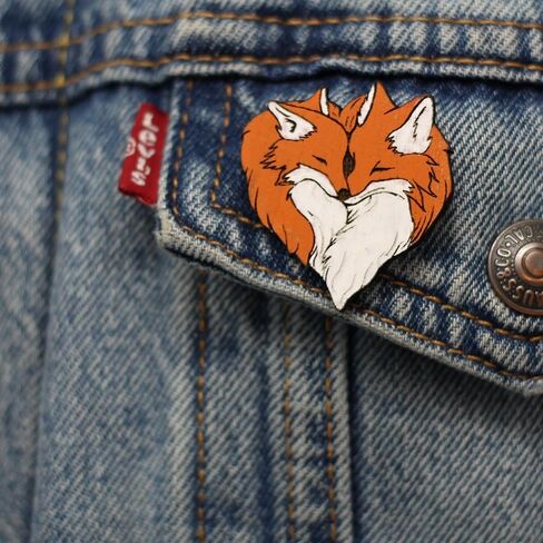 Fox Heart Hand-Made Brooch | Foxes Mate for Life Wood Pin in Saudi Arabia