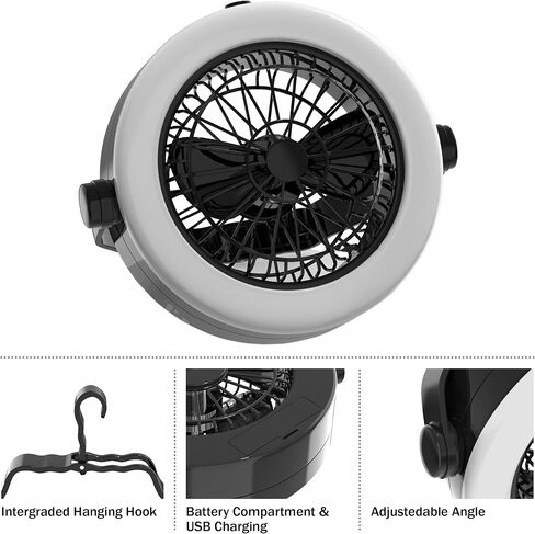 2-in-1 Camping Lantern with Fan Set - Set of 2 Portable Camping Lights with 12 Bright LED Bulbs, USB, and Rechargeable Battery by Wakeman in Saudi Arabia