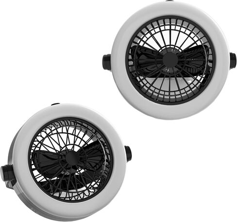 2-in-1 Camping Lantern with Fan Set - Set of 2 Portable Camping Lights with 12 Bright LED Bulbs, USB, and Rechargeable Battery by Wakeman in Saudi Arabia