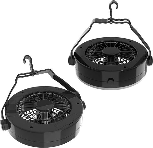 2-in-1 Camping Lantern with Fan Set - Set of 2 Portable Camping Lights with 12 Bright LED Bulbs, USB, and Rechargeable Battery by Wakeman in Saudi Arabia
