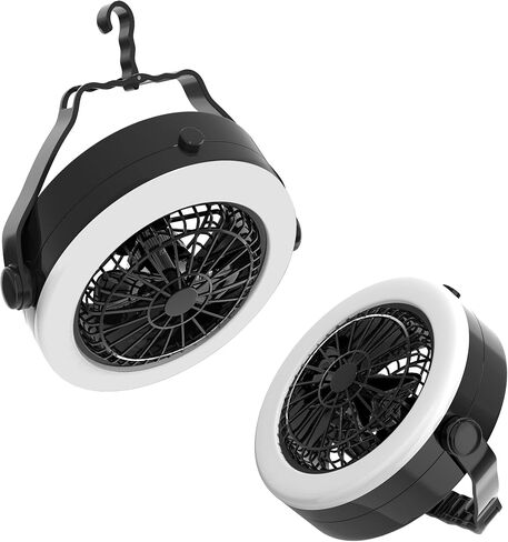 2-in-1 Camping Lantern with Fan Set - Set of 2 Portable Camping Lights with 12 Bright LED Bulbs, USB, and Rechargeable Battery by Wakeman in Saudi Arabia