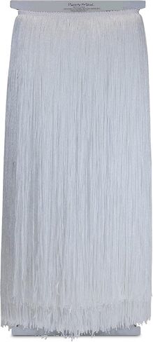 30" Chainette Fringe Trim, Polyester-Made Decorative Fringe Trim, For Costumes, Home Decor, and Party Decorations, Durable Fringes, White in Saudi Arabia