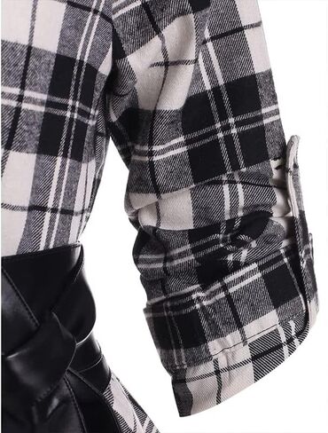 Gothic Women's Long Sleeve Dress Plaid Belt Dress Mid Length Dress Irregular Skirt Gothic Clothing(XXL,Red) in Saudi Arabia