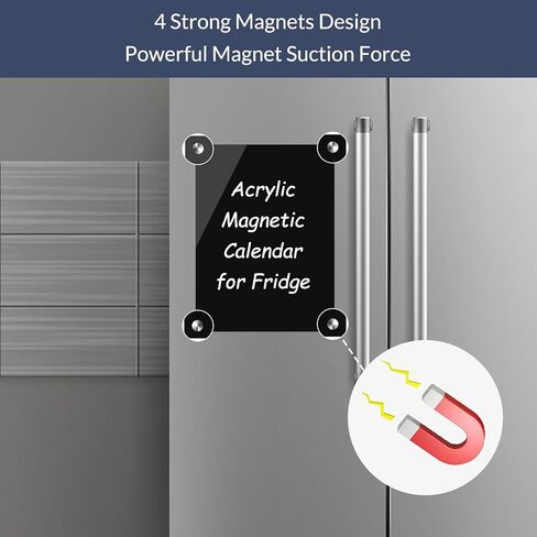 مخطط وجبات أسبوعي مغناطيسي من الأكريليك للثلاجة، مجموعة سوداء مكونة من 2 تقويم ولوحة مسح جاف ومذكرة لمخطط أسبوع قابل لإعادة الاستخدام للثلاجة، يتضمن 4 علامات مسح جاف مع 4 ألوان (8 × 12 بوصة) in Kuwait