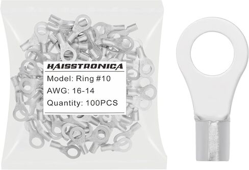 100 قطعة من haisstronica #10 أطراف حلقية، AWG 16-14 وصلات أسلاك نحاسية غير معزولة in Kuwait