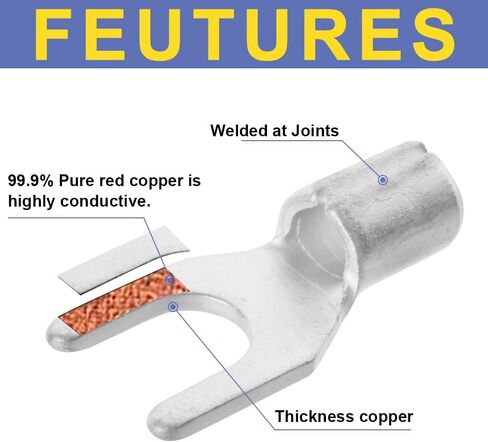 100 قطعة من haisstronica #10 أطراف حلقية، AWG 16-14 وصلات أسلاك نحاسية غير معزولة in Kuwait