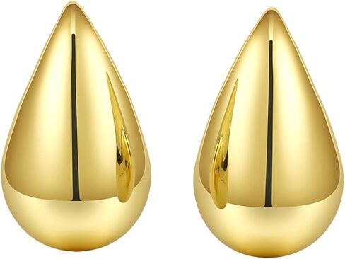 14K Real Gold Plated 925 Sterling Silver Post Teardrop Chunky Hoop Stud Earrings Small Cute Lightweight Drop Earrings for Women Girls in Saudi Arabia