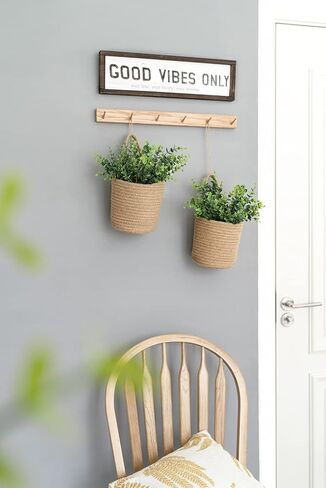 Dahey 2 Pack Wall Hanging Rope Basket with Artificial Eucalyptus Farmhouse Decor, Jute Woven Storage Organizer Flower Plants Basket Set Rustic Wall Decor for Porch Living Room Bedroom Entryway,Brown in Saudi Arabia