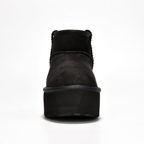 Cape Robbin Baltimore Mini Platform Boots for Women with Rhinestones Strips - Warm Winter Boots with Memory Foam Insole - Faux Fur Lined Moon Boots - Ladies Winter Boots in Saudi Arabia