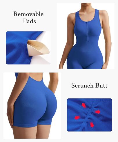 MOSHENGQI Women Backless Workout Rompers Racerback Bodycon Jumpsuit Tummy Control Short Rompers in Saudi Arabia