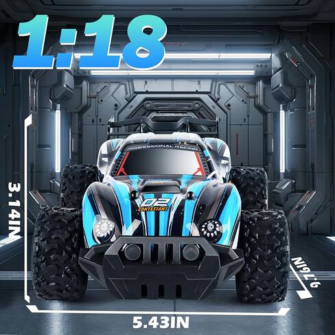 BEMITON Remote Control Car, 1:18 Scale Race Car Truck Toys, Fast 2.4GHz All Terrain 2WD High Speed 20+ Km/h Off-Road RC Vehicle Truck, Best Gift for 6 7 8 9 10 11 12+ Year Old Boys and Kids in Kuwait