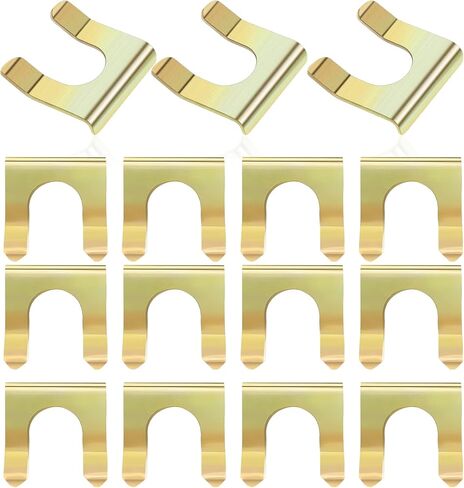 15 PCS Automobile Oil Pipe Clamp, 1.06" x 1.1" x 0.03" Metal Gear Line Handbrake Cable Fixing U-shaped Clip, Universal Multi-functional Fastening Replacement, Suitable for Most Models (Gold) in Saudi Arabia