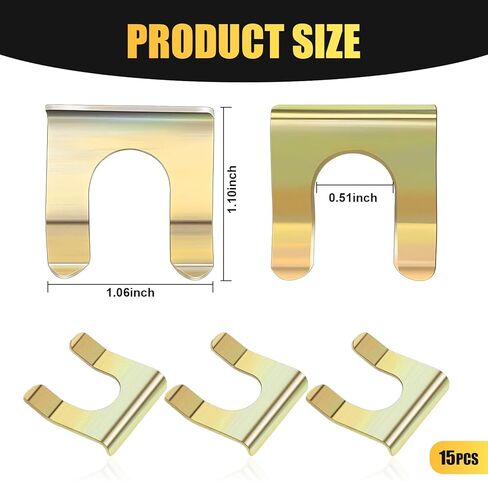15 PCS Automobile Oil Pipe Clamp, 1.06" x 1.1" x 0.03" Metal Gear Line Handbrake Cable Fixing U-shaped Clip, Universal Multi-functional Fastening Replacement, Suitable for Most Models (Gold) in Saudi Arabia