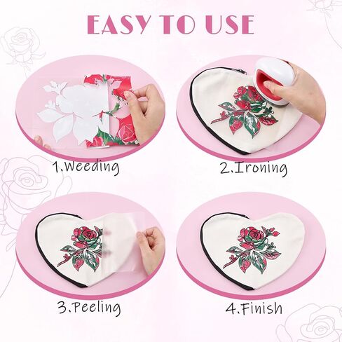 Tintnut Red Pink Rose 10 Sheets 10x12 Inch Floral Pattern HTV Iron On Vinyl for Clothes - Compatible with Cricut & Silhouette Cameo in Saudi Arabia