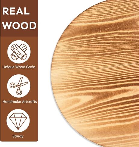 رافعات خشبية من HULISEN للديكور، حامل قاعدة خشبية مستديرة مقاس 10 بوصة لحامل وعاء النباتات الداخلي، مجموعة من 2 صينية عرض مزخرفة ريفية لطاولة المطبخ وطاولة الحمام (طبيعية) in Kuwait
