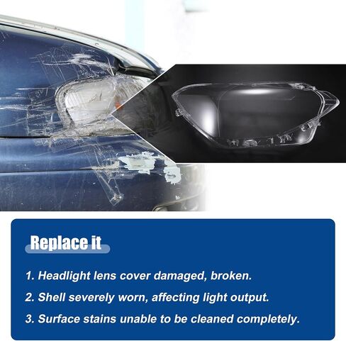 ACROPIX غطاء المصباح الأمامي الأيسر الأيمن للمصابيح الأمامية غطاء عدسة شفاف مناسب لسيارات BMW F20 2012-2014 رقم 63117414141 - حزمة من 2 in Saudi Arabia