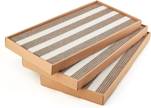 وسادات خدش القطط، 3 قطع من ألواح الخدش من الورق المقوى للقطط، عمود خدش سهل للقطط من الورق المقوى، خدش القطط، تصميم مزدوج الجوانب للعبة داخلية للقطط in Kuwait