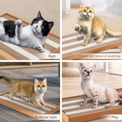 وسادات خدش القطط، 3 قطع من ألواح الخدش من الورق المقوى للقطط، عمود خدش سهل للقطط من الورق المقوى، خدش القطط، تصميم مزدوج الجوانب للعبة داخلية للقطط in Kuwait