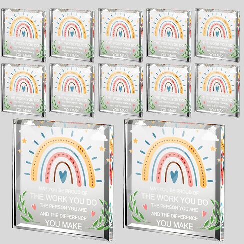 10 Pcs Thank You Gift for Coworker Acrylic Employee Appreciation Gift for May You Be Proud Of the Work You Do Sign for Retirement Goodbye Farewell Gift Inspirational Paperweight Keepsake(Cute) in Saudi Arabia