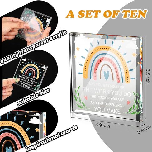 10 Pcs Thank You Gift for Coworker Acrylic Employee Appreciation Gift for May You Be Proud Of the Work You Do Sign for Retirement Goodbye Farewell Gift Inspirational Paperweight Keepsake(Cute) in Saudi Arabia