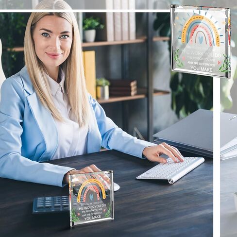 10 Pcs Thank You Gift for Coworker Acrylic Employee Appreciation Gift for May You Be Proud Of the Work You Do Sign for Retirement Goodbye Farewell Gift Inspirational Paperweight Keepsake(Cute) in Saudi Arabia
