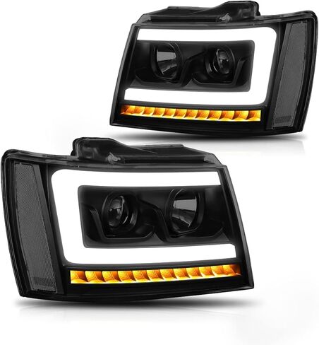 استبدال المصابيح الأمامية لعدسات الدخان PM PERFORMOTOR متوافق مع 07-14 Chevy Tahoe / 07-13 Avalanche / 07-14 Suburban 1500 2500، PMHL-CTAH-0714-LB-L-P-BSC، أسود / شفاف مدخن in Kuwait