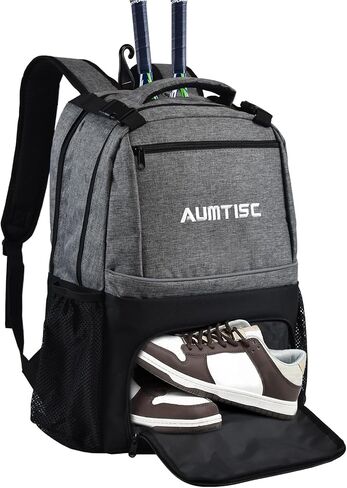 AUMTISC Tennis Bag Backpack 2 Rackets, Tennis Racket Bags with Insulated Pocket and Separate Shoe Compartment to Hold Pickleball Paddle, Badminton Squash Racquet, and Accessories in Saudi Arabia
