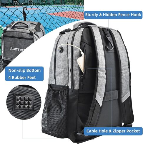 AUMTISC Tennis Bag Backpack 2 Rackets, Tennis Racket Bags with Insulated Pocket and Separate Shoe Compartment to Hold Pickleball Paddle, Badminton Squash Racquet, and Accessories in Saudi Arabia