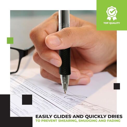 Simply Genius Ballpoint Pens in Bulk - 200 Pack Retractable Comfort Grip & Smooth Writing Medium Point Office Pens for Schools, Notebooks & Journal Writing (Black Ink) in Kuwait