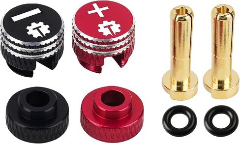 TCRC 2PCS Aluminum Heatsink 5mm Bullet Plug Connectors & Grips for Li-Po and Li-HV Hardcase Power (Red + Black) in Saudi Arabia