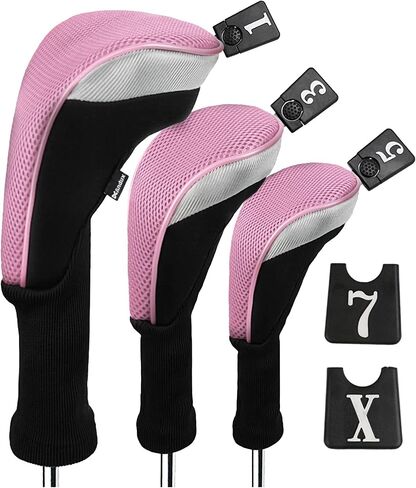 Andux 3pcs/Set Golf 460cc Driver Wood Head Covers with Long Neck and Interchangeable No. Tags in Saudi Arabia