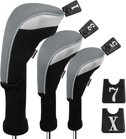 Andux 3pcs/Set Golf 460cc Driver Wood Head Covers with Long Neck and Interchangeable No. Tags in Saudi Arabia
