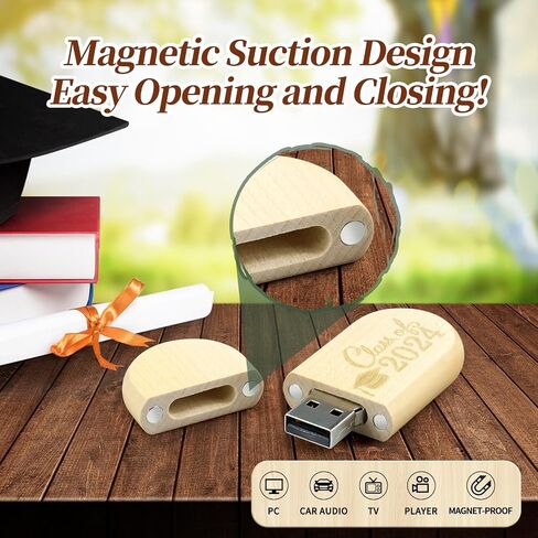 Graduation Gifts for Her Him, Class of 2024 Wooden Flash Drive 64GB, Cool Graduation Gift Box for Women Men Senior High School College Grad Student Nurse Daughter Son Teacher Law Masters Degree in Saudi Arabia