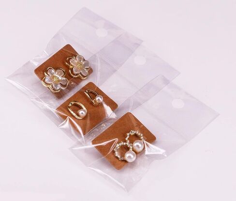 TIAMALL 200 PCS Earring Display Cards Kraft Paper Earrings Tags Ear Stud Earring Card with 200 Pcs Self-Sealing Bags (Brown) in Saudi Arabia