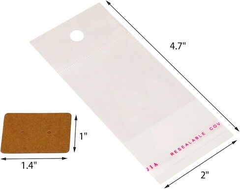 TIAMALL 200 PCS Earring Display Cards Kraft Paper Earrings Tags Ear Stud Earring Card with 200 Pcs Self-Sealing Bags (Brown) in Saudi Arabia